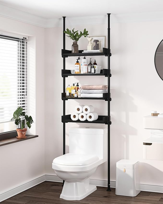 ALLZONE 4 Tier Over The Toilet Storage, Adjustable Wood Over Toilet Bathroom by ALLZONE