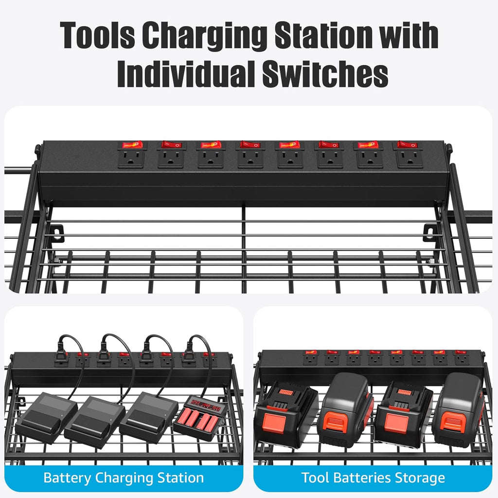 CCCEI Black Power Tool Organizer Wall Mount, Large Tools and Battery