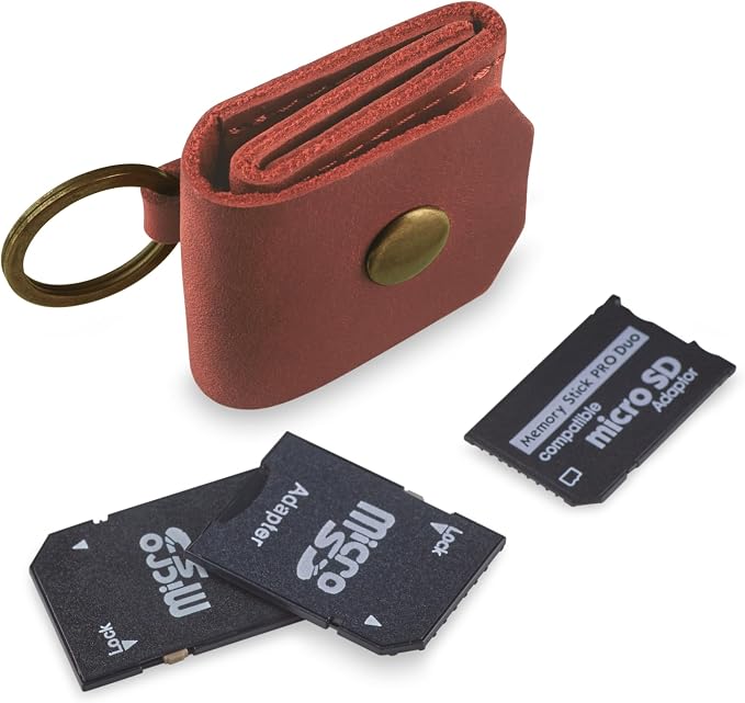 Leather SD Card Holder Keychain, SD Card Case Key Fob, Micro SD Card Holder - Image 3