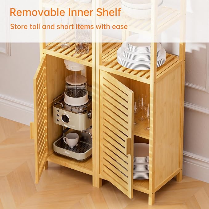 HITNET Bathroom Floor Cabinet, 6 Tier Tall Thin Linen Tower Storage Cabinet - Image 7