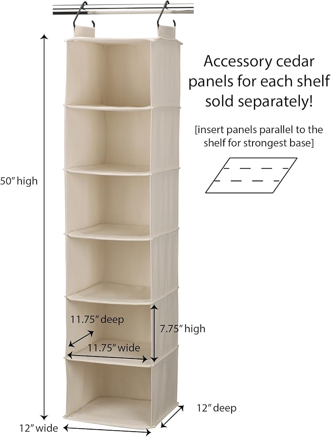 Household Essentials Cedarline 6-Shelf Hanging Closet Organizer, Heavy-Duty - Image 3