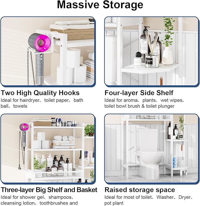 K1 Heavy Duty 7-Tier Over The Toilet Storage（With Basket and Paper - Image 8