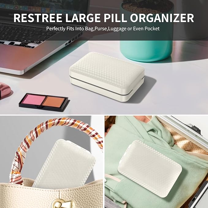 Restree Weekly Pill Organizer, Magnetic Moisture Proof Pill Case, Large - Image 7