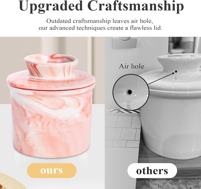 Ceramic Butter Crock with Lid & Spreader Knife, Butter Keeper - Image 4