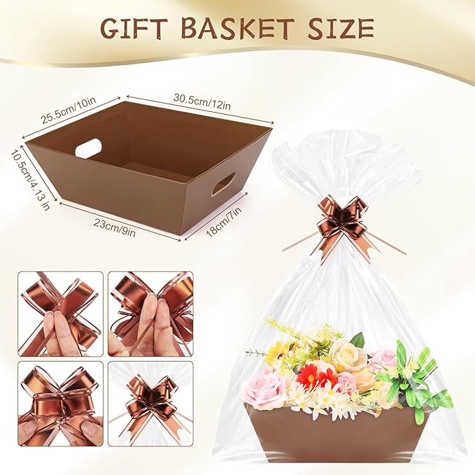 AFOROEOA 10PACK Baskets for Gifts Empty, 10x12”Thick Brown Gift Basket - Image 2