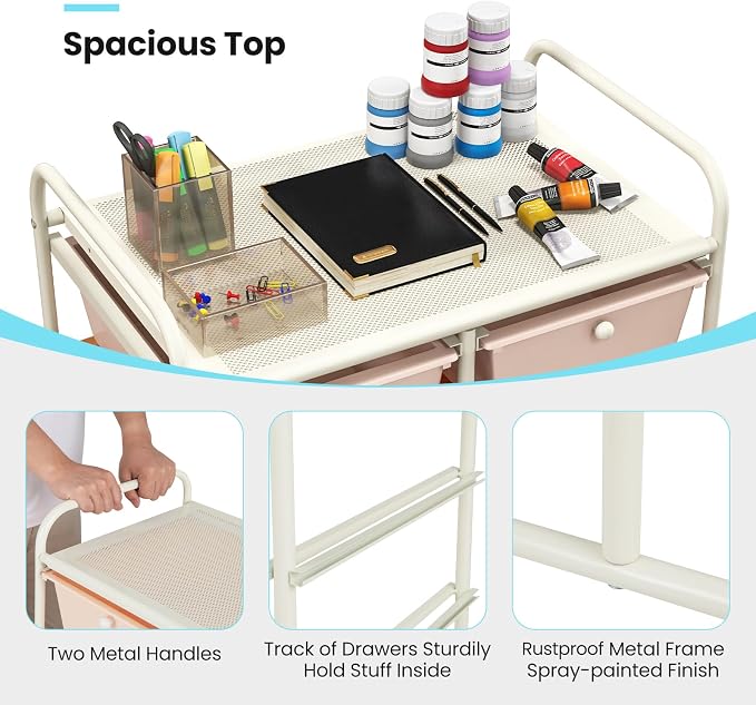 Giantex 10 Drawers Rolling Cart, Classroom Organizers, Storage Cart - Image 7