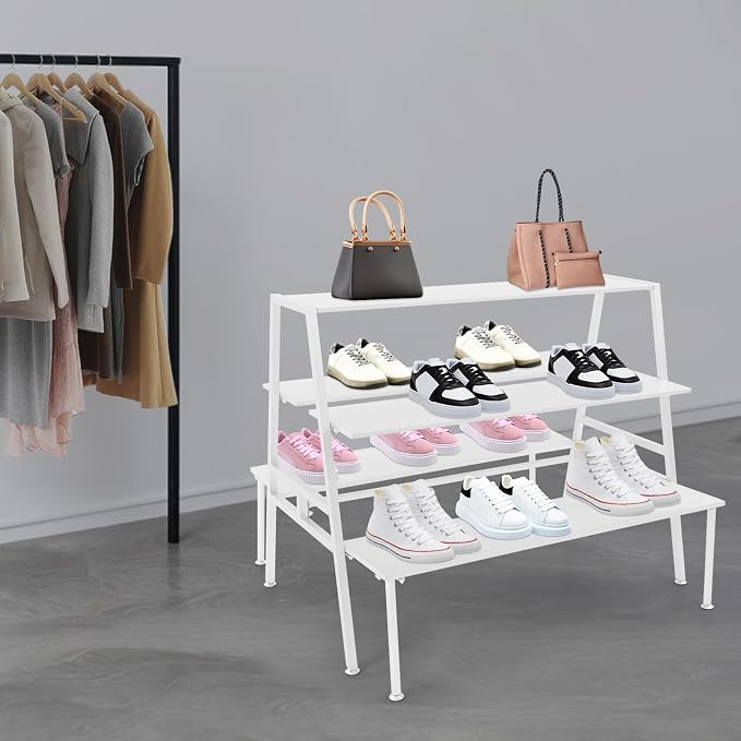 Nesting Tables for Retail Display, 3 Tier Metal Shoe Handbag Display Stand by Ongniong