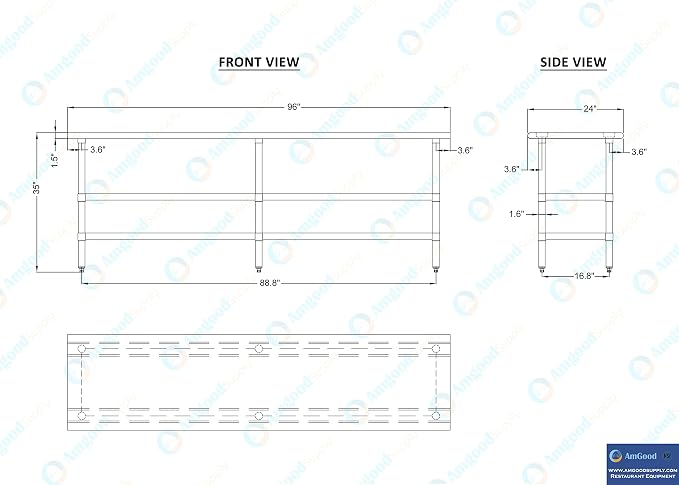 AmGood Stainless Steel Work Table - Image 9