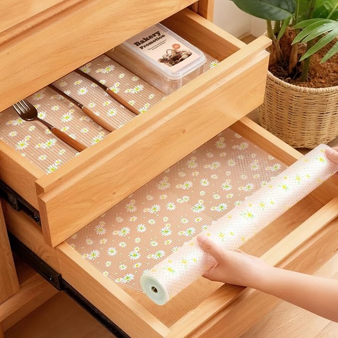 FEXIA Shelf Liner 17.5 Inch x 20 FT Daisy Non Slip Waterproof Cabinet and - Image 8