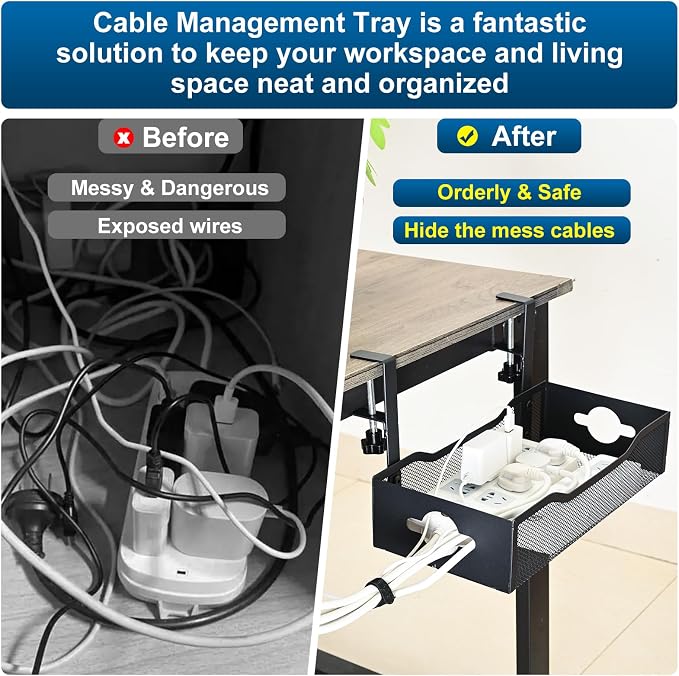 Large Under Desk Cable Management Tray - Image 4