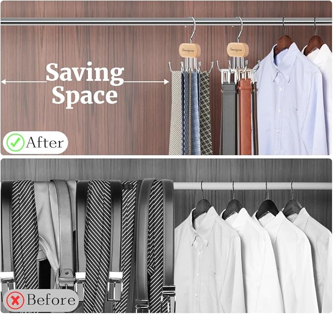 Belt Hanger, Belt Organizer for Closet, Rotatable Tie Rack, Belt Holder - Image 2