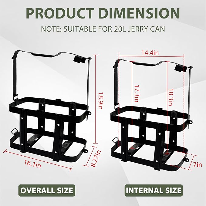 JUST-V Jerry Gas Can Holder 5 Gallon Water Storage Containers Holder Mount Only - Image 5