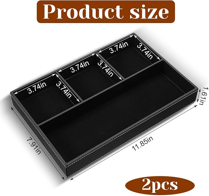 2 Pieces Faux Leather Valet Tray - Image 2