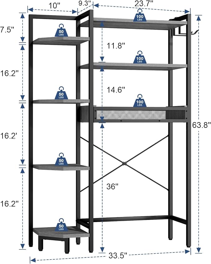 K1 Heavy Duty 7-Tier Over The Toilet Storage（with Basket and Paper Hook） - Image 3