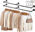 Industrial Pipe Clothing Rack, 66.1" Wall Mounted Clothes Rack Set of 2 by BOSHANGJIA