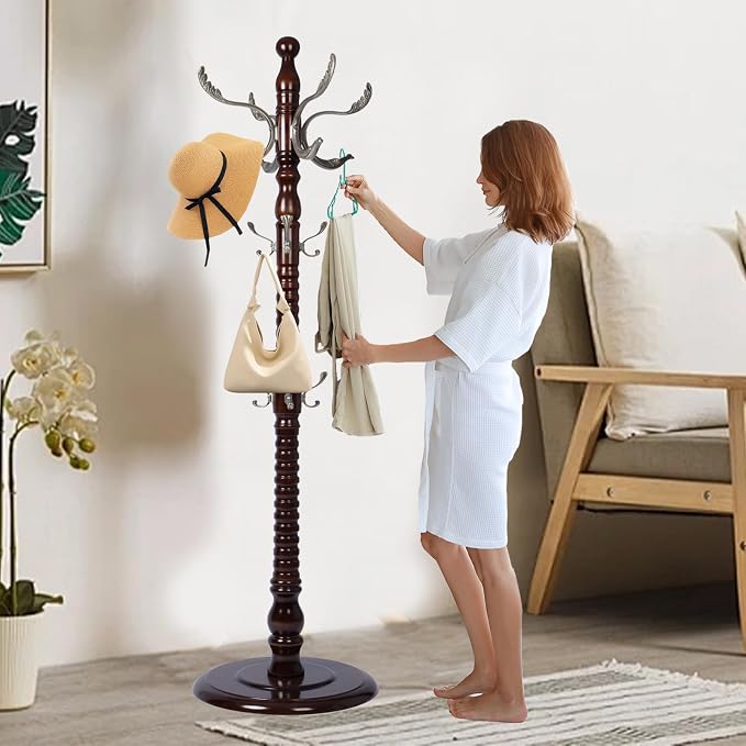 Solid Wooden Coat Rack Stand, Coat Racks Freestanding by Haicang