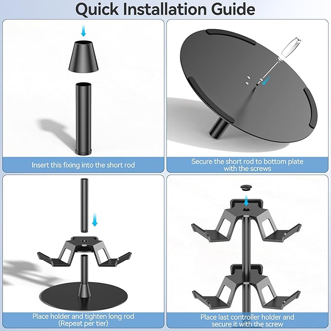Headset Stand 3 Tiers for Desk, Rotatable Gaming Controller Stand for - Image 5
