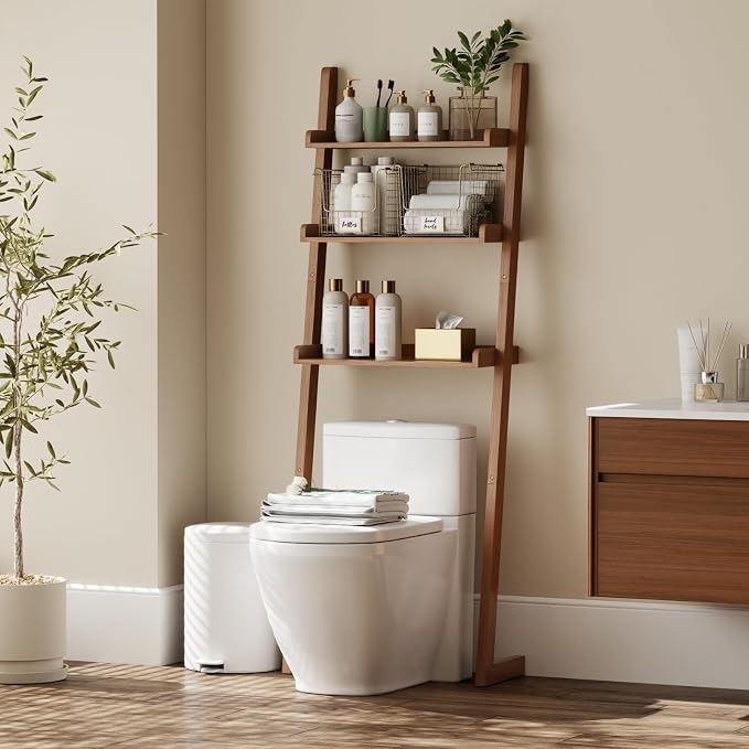 Over The Toilet Storage Shelf Wood, 3-Tier Above Toilet Organizer Rack by YQJJGL
