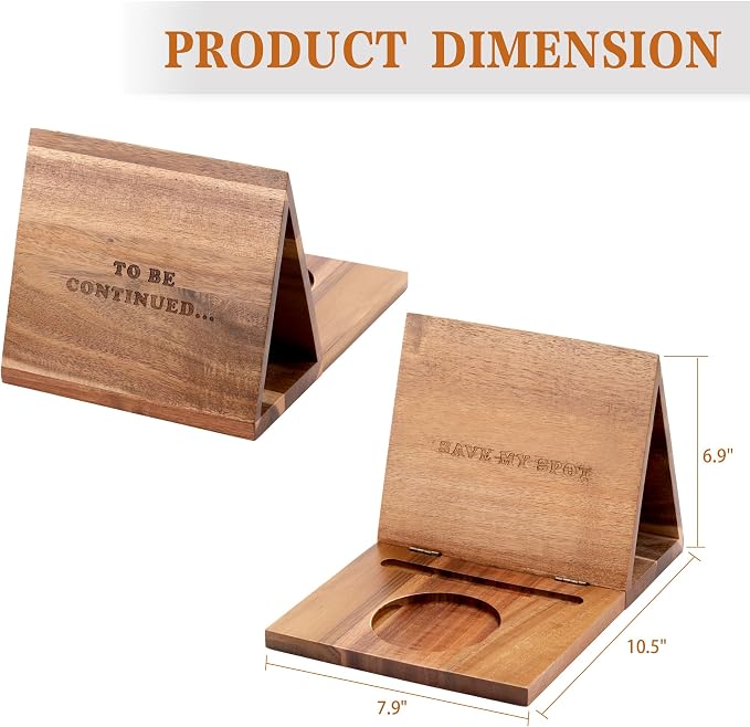 Book Nook Reading Valet with Cup Holder, Wooden Book Stand Coffee Holder - Image 2