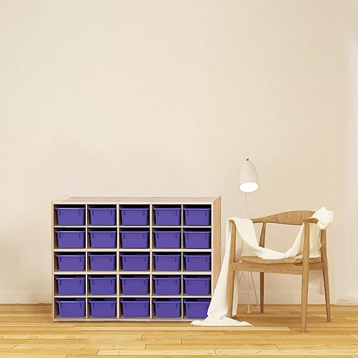 Contender 25 Cubbies Kids Storage Organizer, Toddler Friendly Natural Birch - Image 2