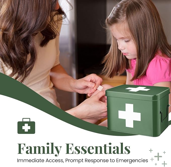 Flexzion Medicine Box, Home Pharmacy Box, Metal Medication Storage - Image 2