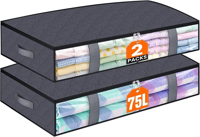 Under Bed Storage Containers, 2 Pack Blanket Storage Bags, Collapsible Storage - Image 8