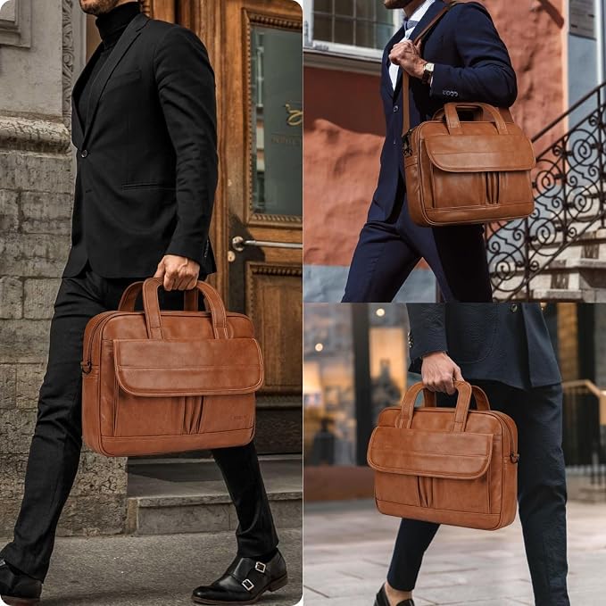 Taygeer Leather Laptop Bag for Men Women, Premium Laptop Briefcase Fits Up to - Image 7