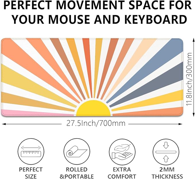 Straight Sun Rays Mouse Pad, XL Sunlight Mousepad Desk Pad - Image 3