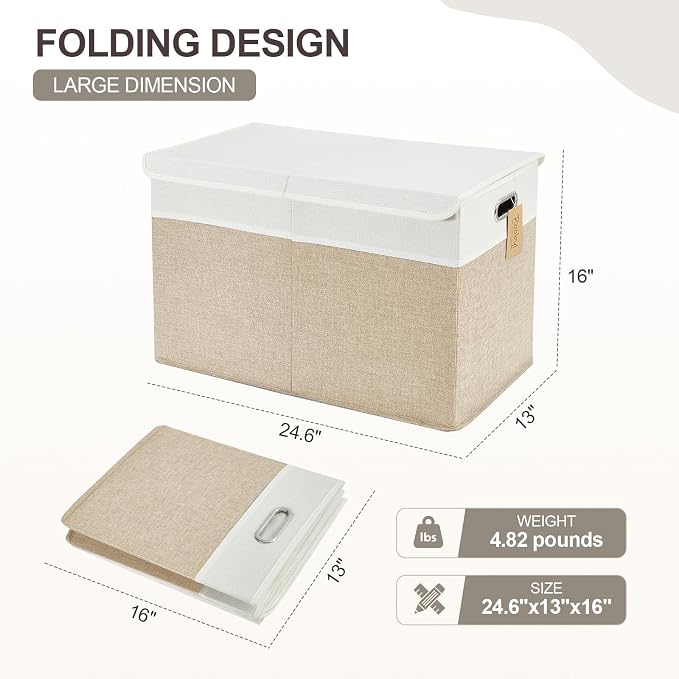 Large Toy Box with Flip-Top Lid, Collapsible Storage Organizer Bins with - Image 2