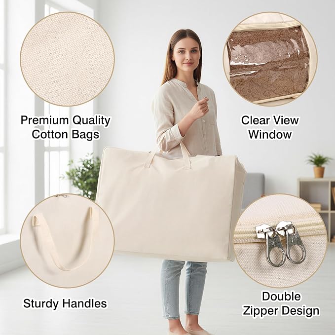 YGEOMER 4 Pack Canvas Clothes Storage Bags - Image 3