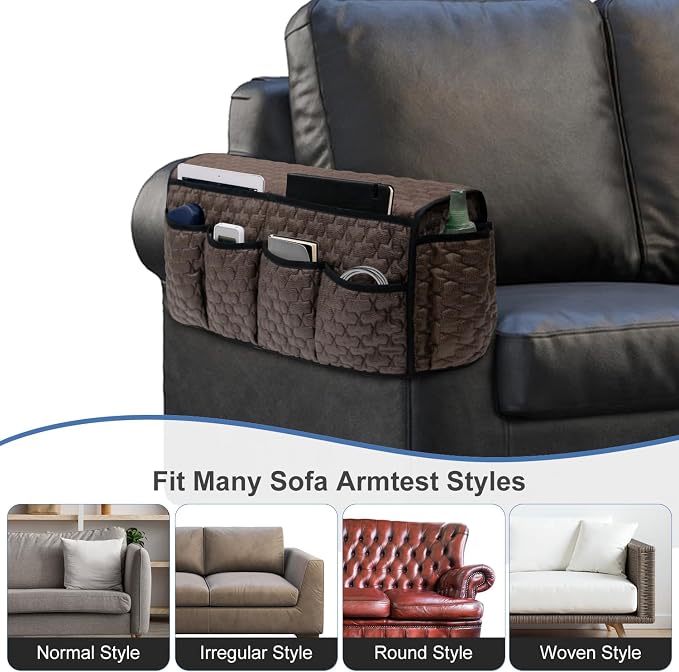 TV Remote Control Holder for Armchair, Arm Chair Caddy for Recliner 14 Pockets - Image 6