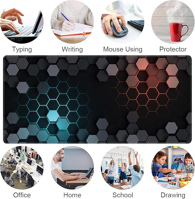 Hexagon Honeycomb Large Mouse Pad, Gaming Keyboard Desk Pad, Extended Mouse Mat - Image 7