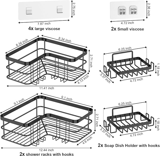 Yazoni Corner Shower Caddy, Rustproof Bathroom Shower Organizer Storage - Image 2