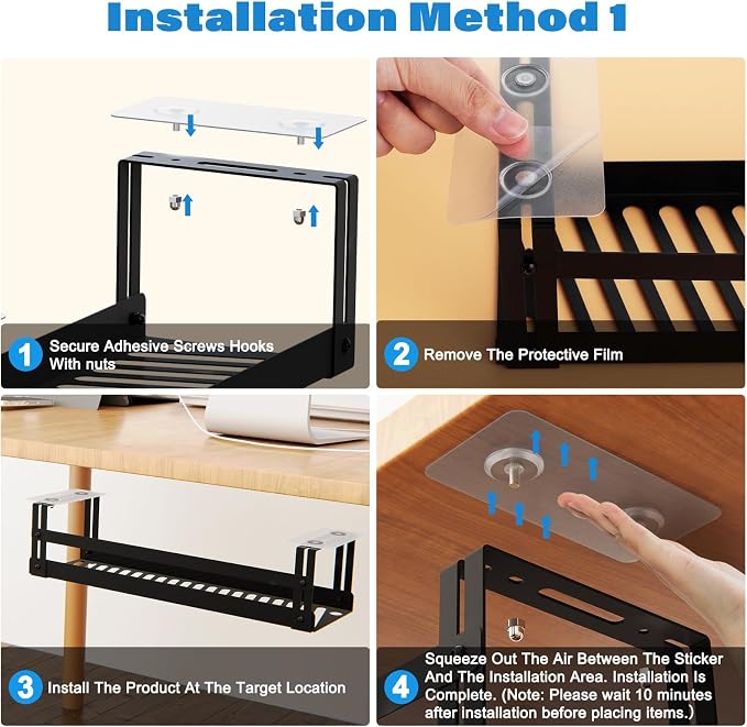 Under Desk Cable Management Tray, 17 in Metal Cable Tray Basket - Image 7