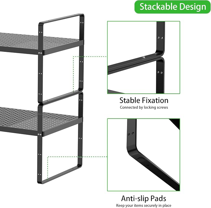 Expandable Cabinet Storage Shelf Stackable Organizer Rack - Image 5
