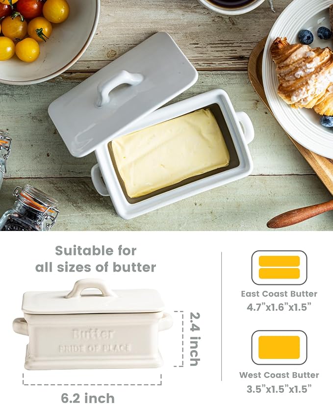 Butter Dish with Lid, Ceramic Butter Dish - Image 2