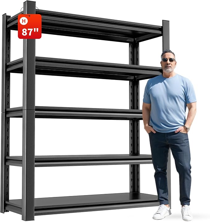 5-Tier Heavy Duty Steel Garage Shelving Unit, Adjustable Metal Utility Shelves by OLLRRACT