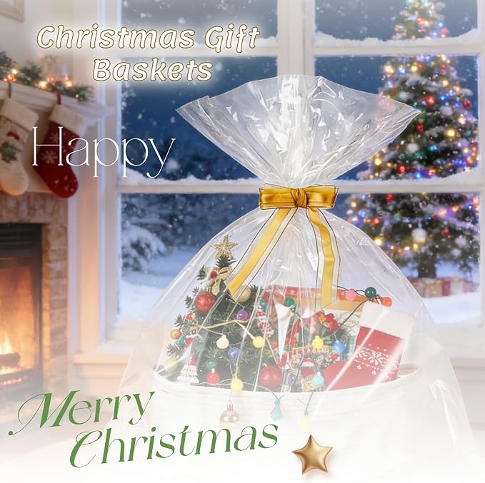 9Pcs Small Woven Basket with Gift Bags and Ribbons, - Image 3