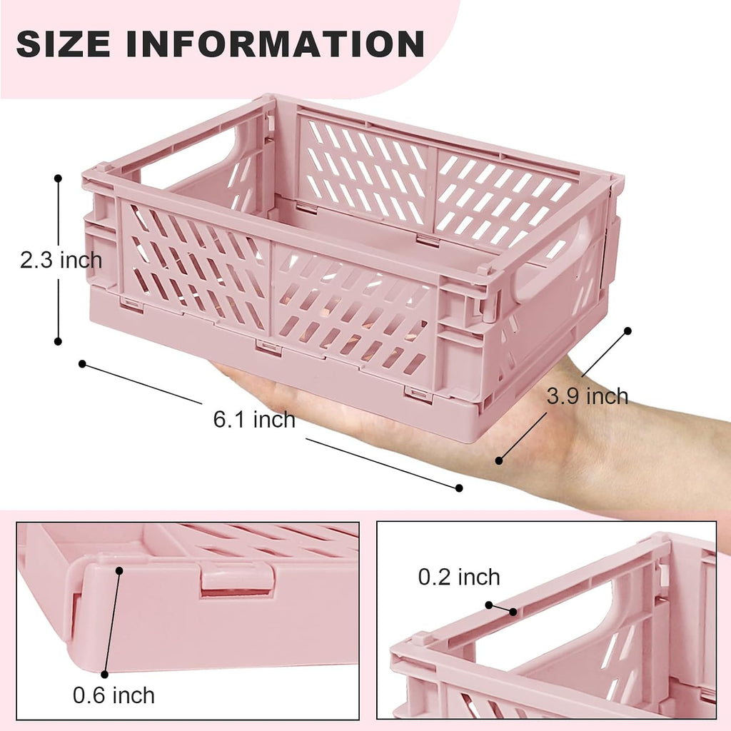 Mini Pastel Plastic Storage Bins 2Pcs Foldable Pastel Crates