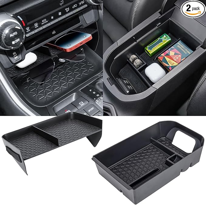 2PCS Center Console Organizer Tray and Armrest Storage Box Compatible by Neepiar
