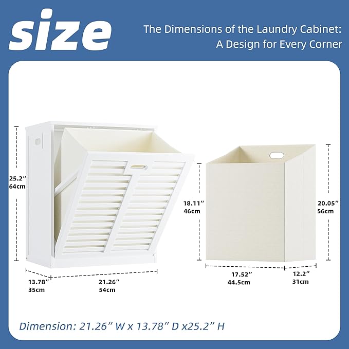 HITNET Tilt Out Laundry Hamper Cabinet, Bathroom Laundry Cabinet - Image 3