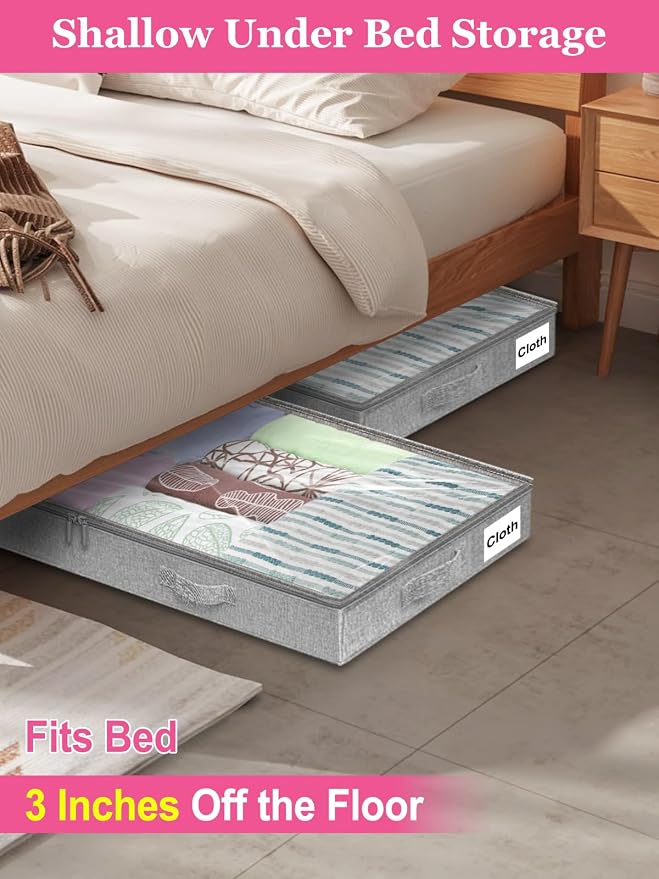 Low Profile Under Bed Storage, 3 Inches High Underbed Storage Containers Bins - Image 2