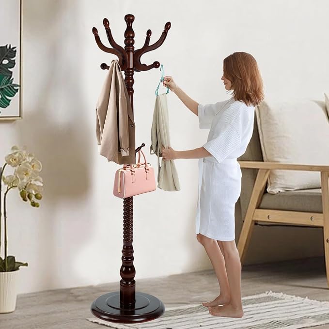 Solid Wooden Coat Rack Stand, Coat Racks Freestanding by Haicang