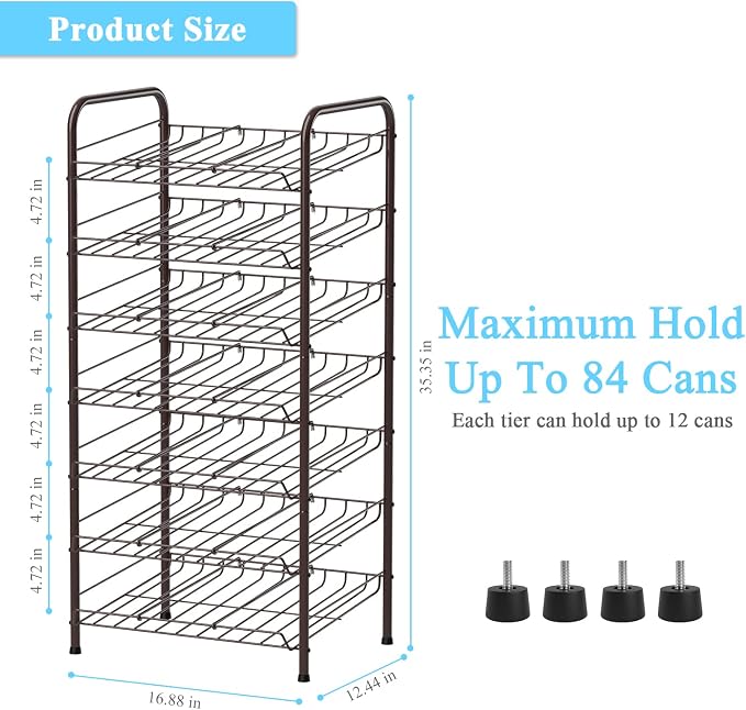 Vrisa Can Organizer for Pantry 7-tier Can Dispenser Rack Holde up to 84 Cans - Image 2