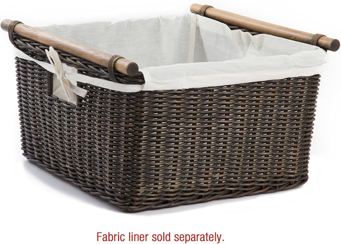 The Basket Lady Deep Pole Handle Wicker Storage Basket, 11.5 in L x 11.5 in W x - Image 2