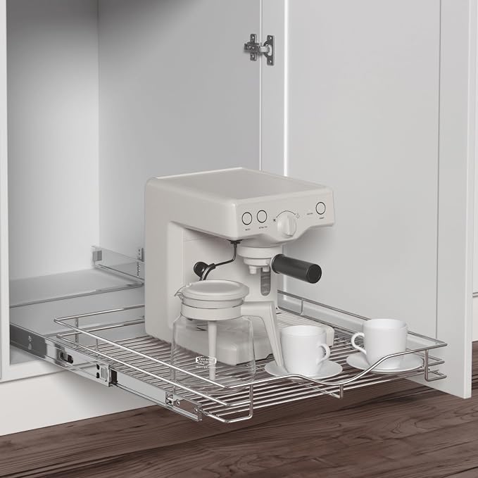 DINDON 1 Tier Pull Out Cabinet Organizer Heavy-Duty Metal Sliding Drawer Shelf - Image 4