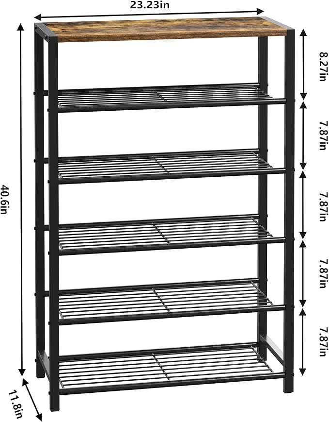 Yusong Shoe Rack Organizer, 6 Tier Industrial Shoe Storage Shelf, Narrow Sturdy - Image 3
