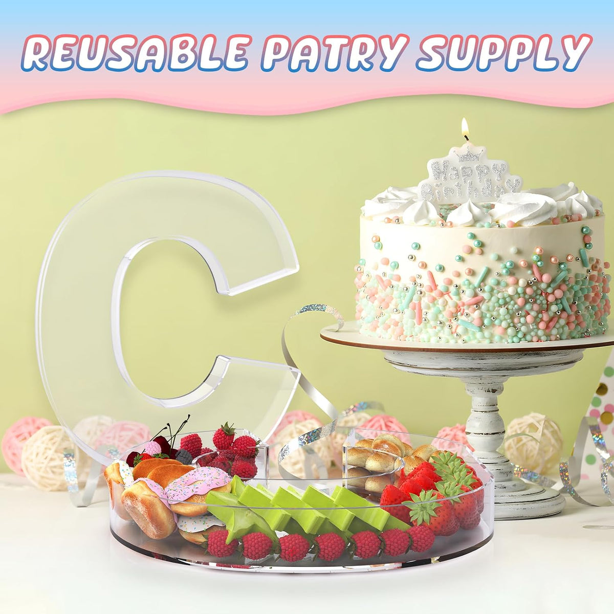 11" Acrylic Letter Charcuterie Box, Reusable Fillable Alphabet Number