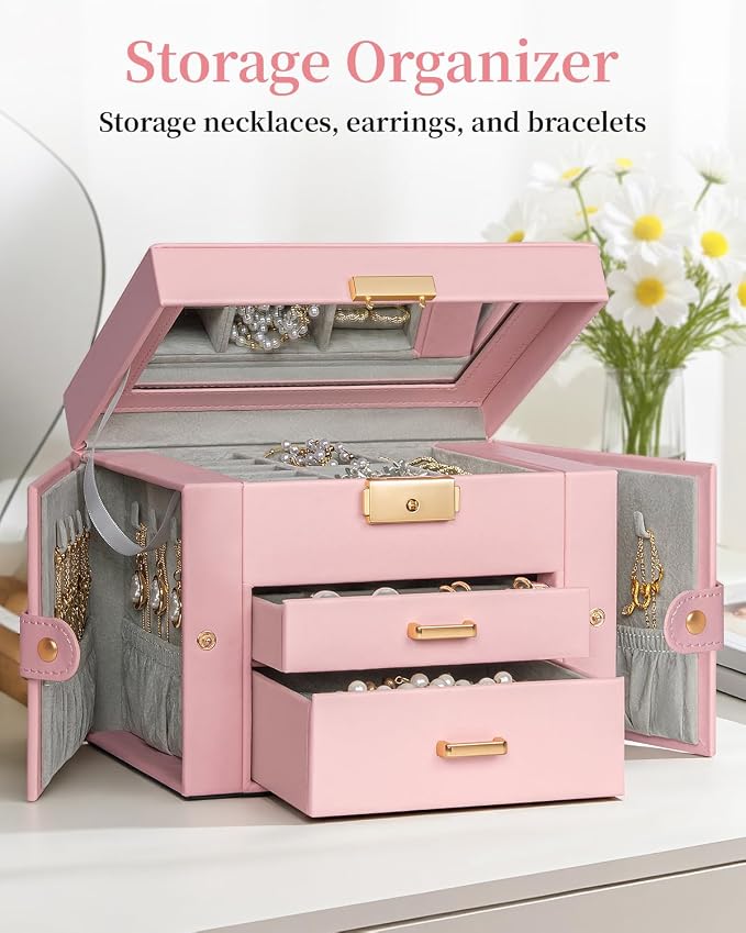 TORIBIO Jewelry Box for Women, Leather Jewelry Organizer - Image 3