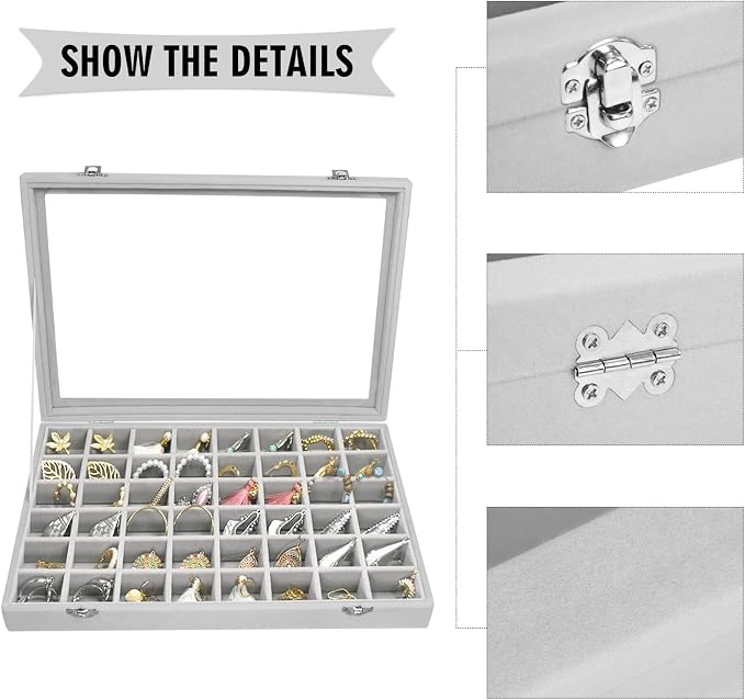 Velvet Jewelry Tray 48 Grid Jewelry Display Tray Organizer Box - Image 4